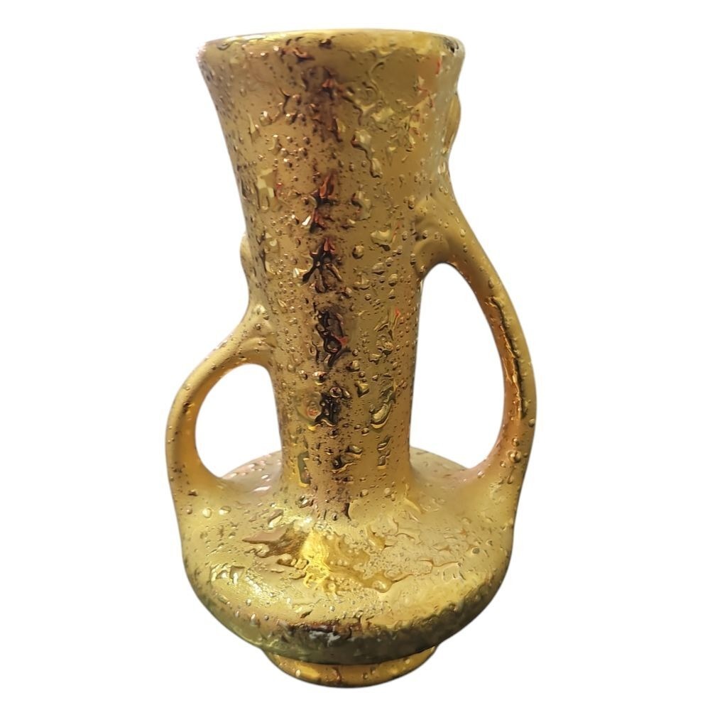 Vintage Dream Art Studios 22KT‎ Gold Textured Vase with Handles USA Made